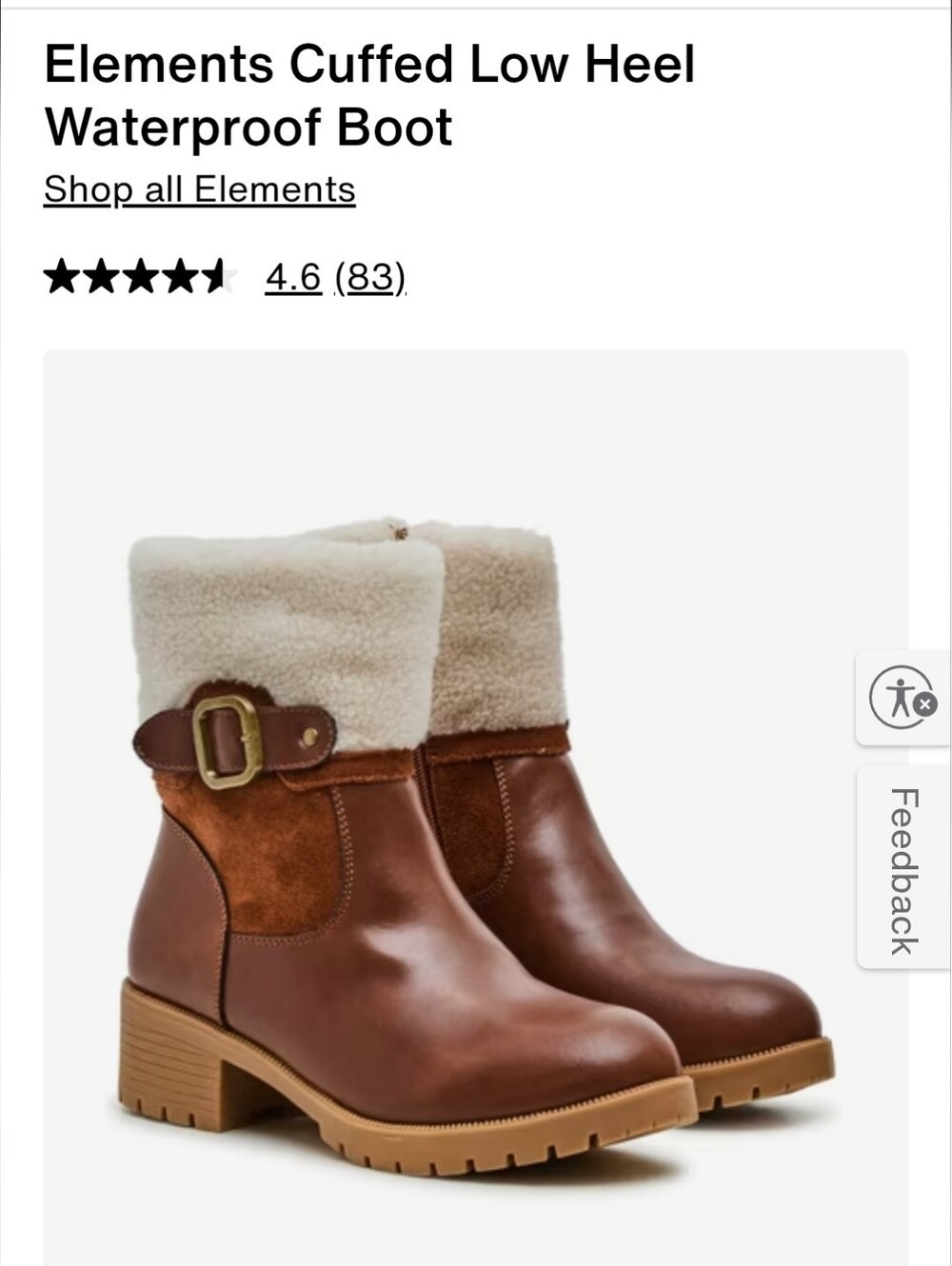 Elements Cuffed Low Heel Waterproof Boot